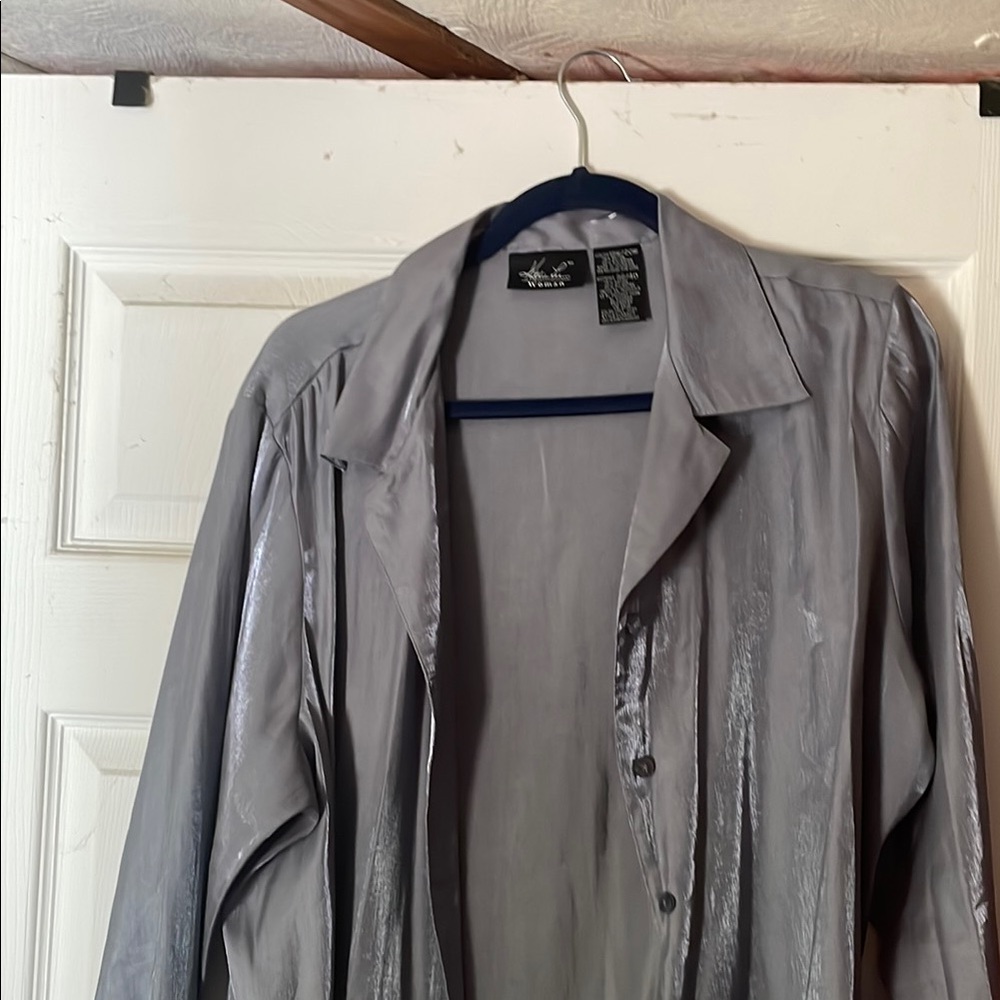 Silver Button-Up Shirt